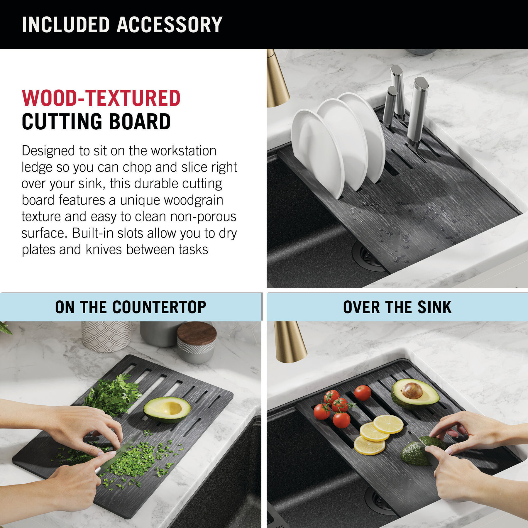 32” Granite Composite Workstation Kitchen Sink Undermount Single Bowl with WorkFlow™ Ledge and Accessories, image 1